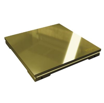 IMPEY AQUA-DEC EASY FIT QUAD DRAIN 'PARAGON SQUARE ALLURE' POLISHED GOLD TILED FLOOR GULLY with VERTICAL OUTLET, QUADPARP-01/V